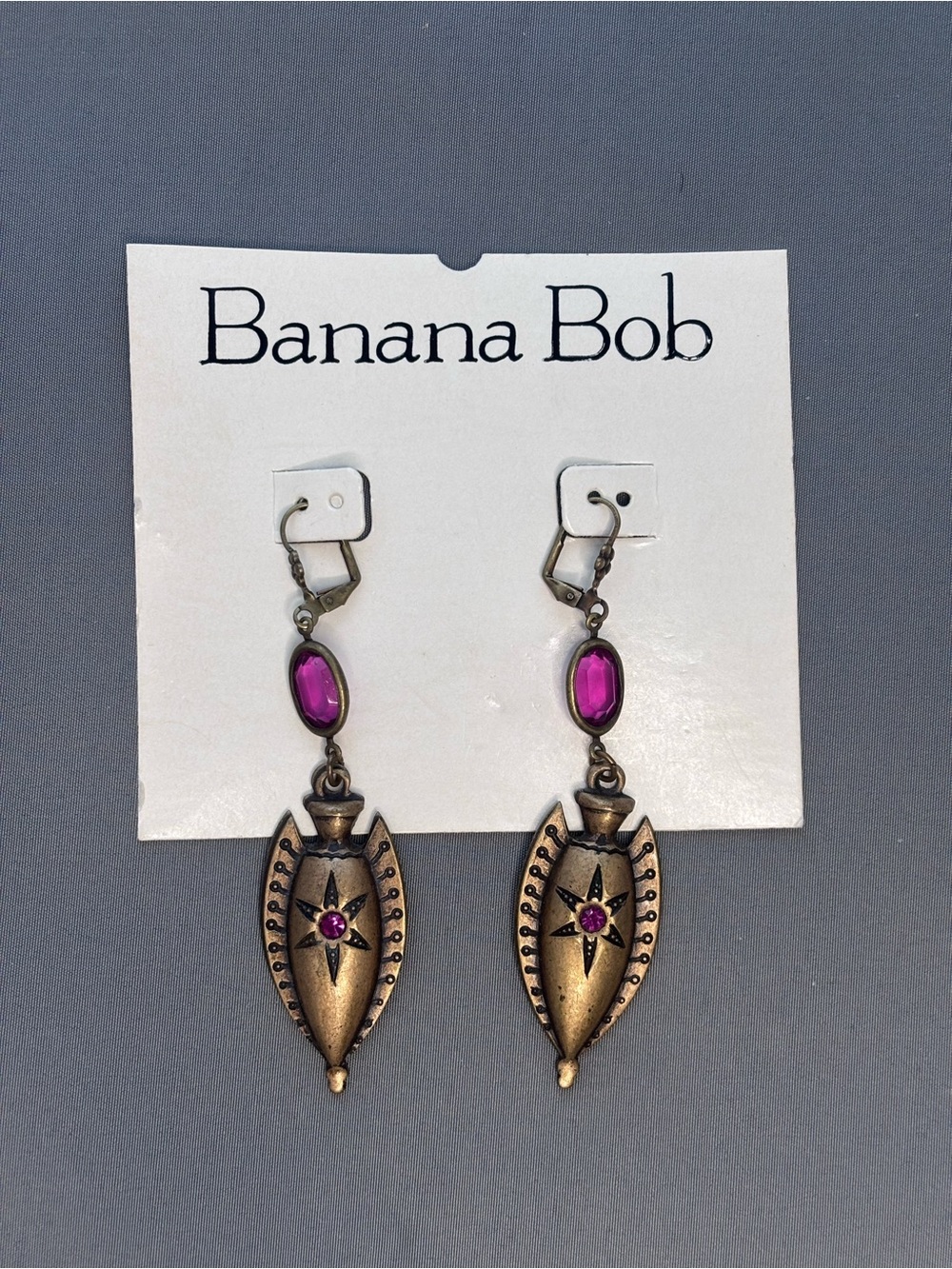 Banana Bob Purple Gemmed Drop Earrings